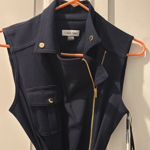 Calvin Klein Dresses & Skirts - NWT Calvin Klein Navy Dress w/gold zippers (6)